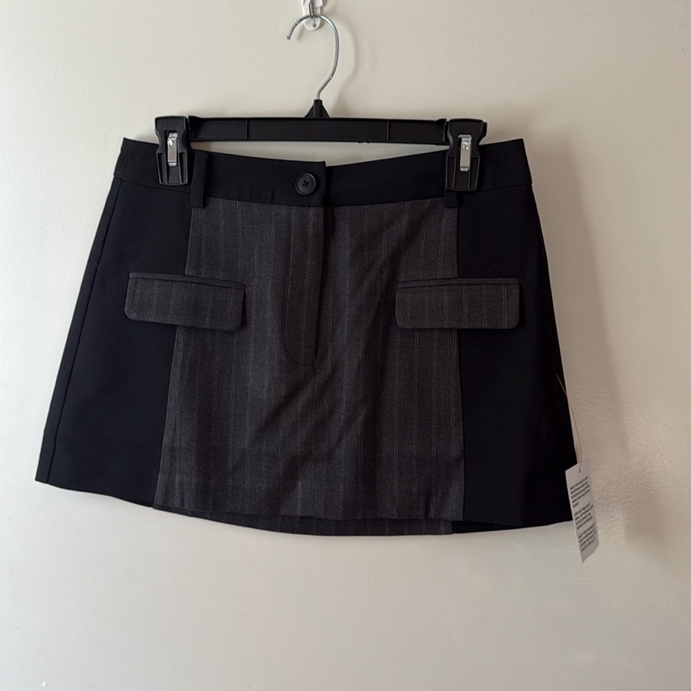ASOS design mini striped black skirt